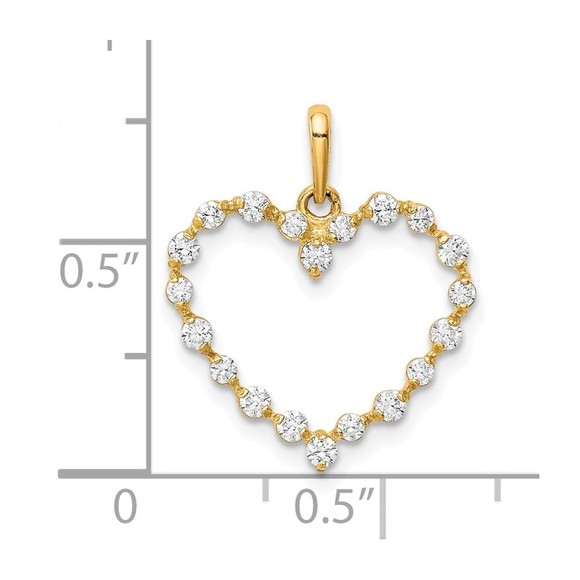 10K Gold CZ Heart Pendant - Picture 2 of 4
